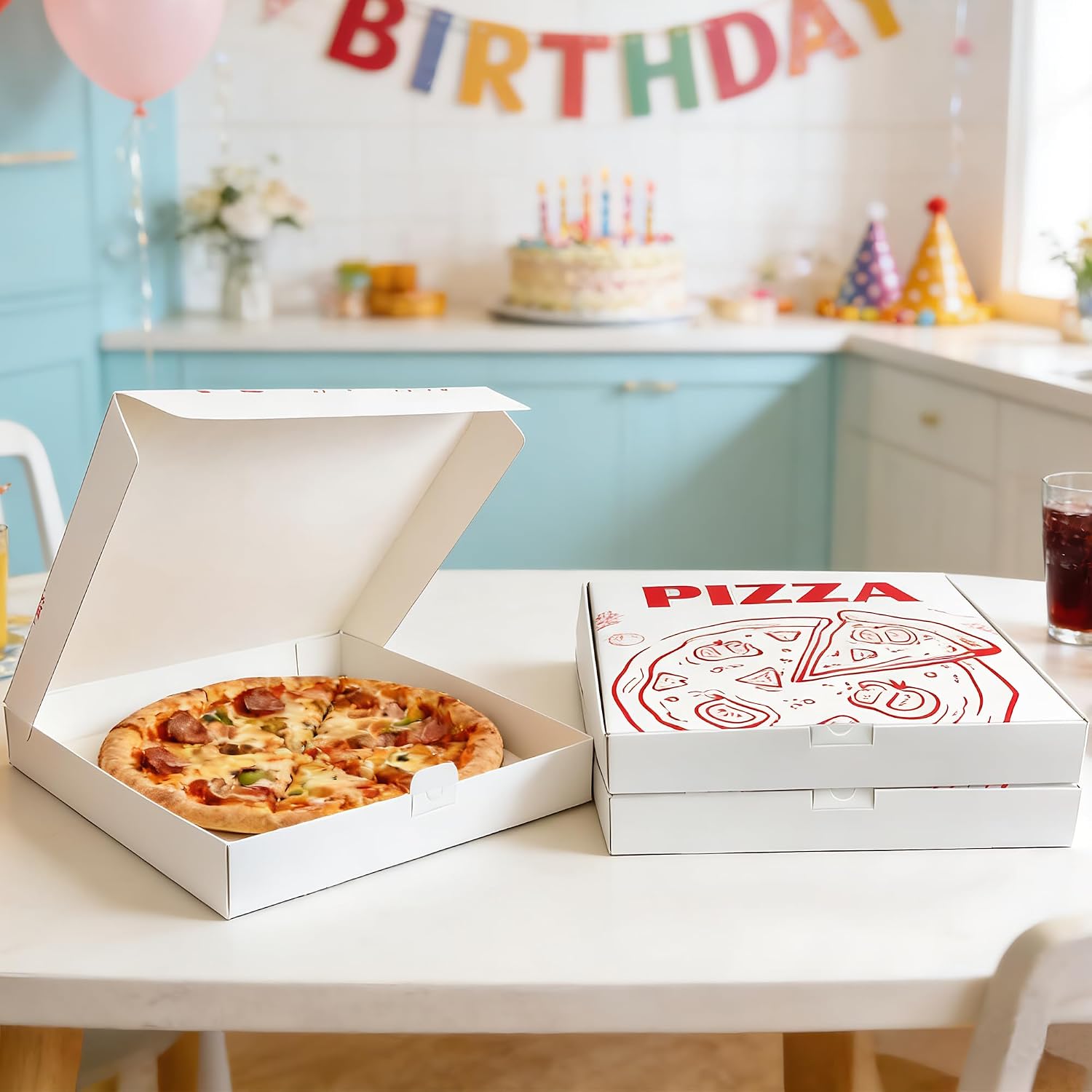 MUMULULU 8 PCS White 12x12x1.9 Inch Pizza Boxes for Storing Pizzas Cakes Pastries Cookie Takeout Mini Personal Custom Pizza Boxes with Disposable Design for Women Men Birthday Wedding Party Holidays
