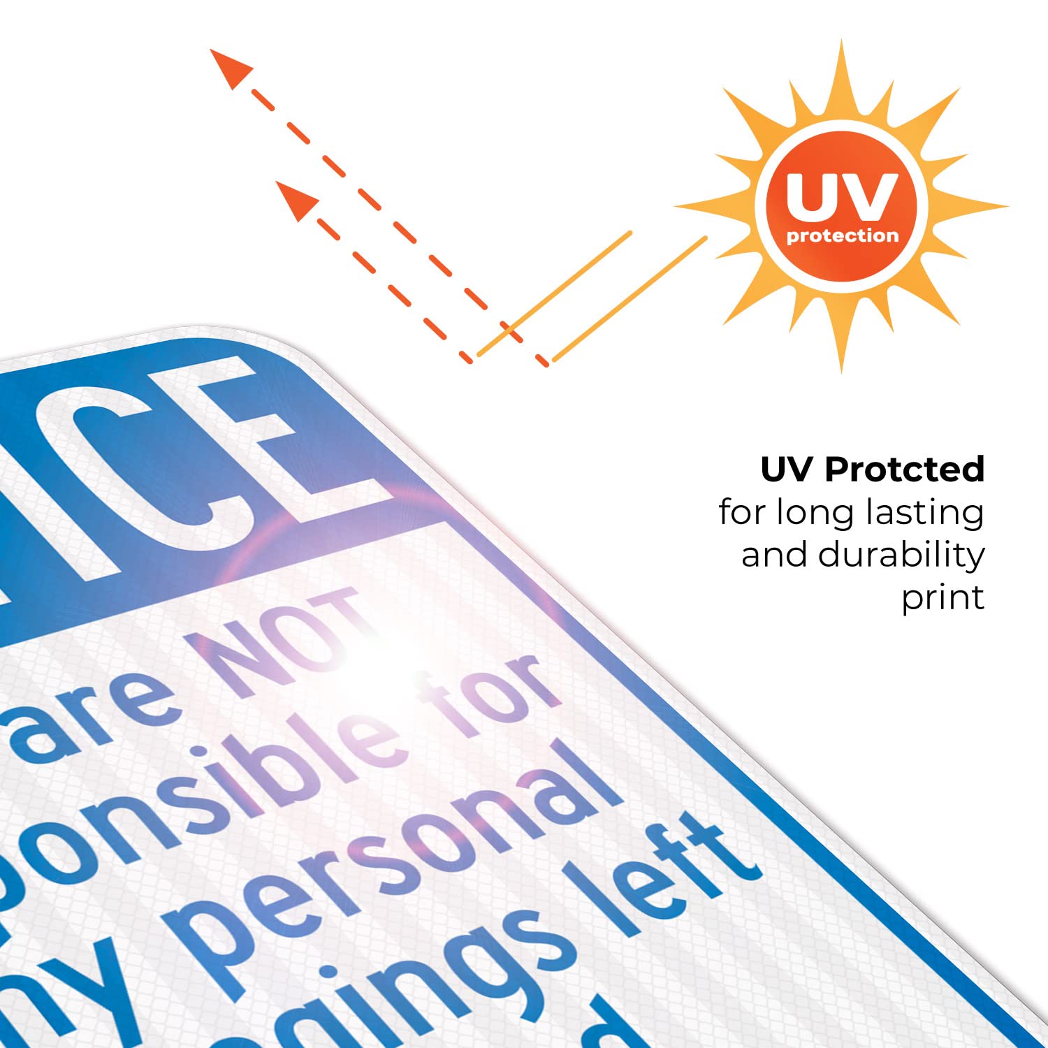 We are Not Responsible for Any Personal Belongings Left Behind - Thank You Sign, 12x18 Inches, 3M EGP Reflective .063 Aluminum, Fade Resistant, Made in USA