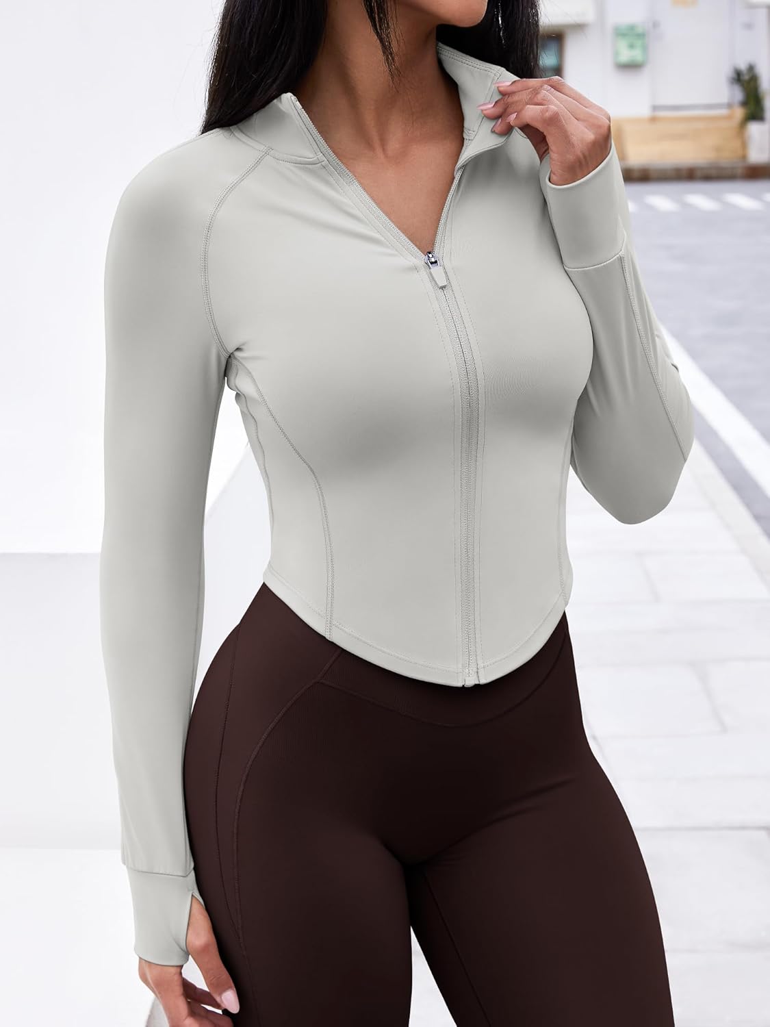 GYM RAINBOW Womens Snatched Workout Jackets Lightweight Zip Up Slim Fit Gym Track Athletic Jackets with Thumb Holes - Image 2