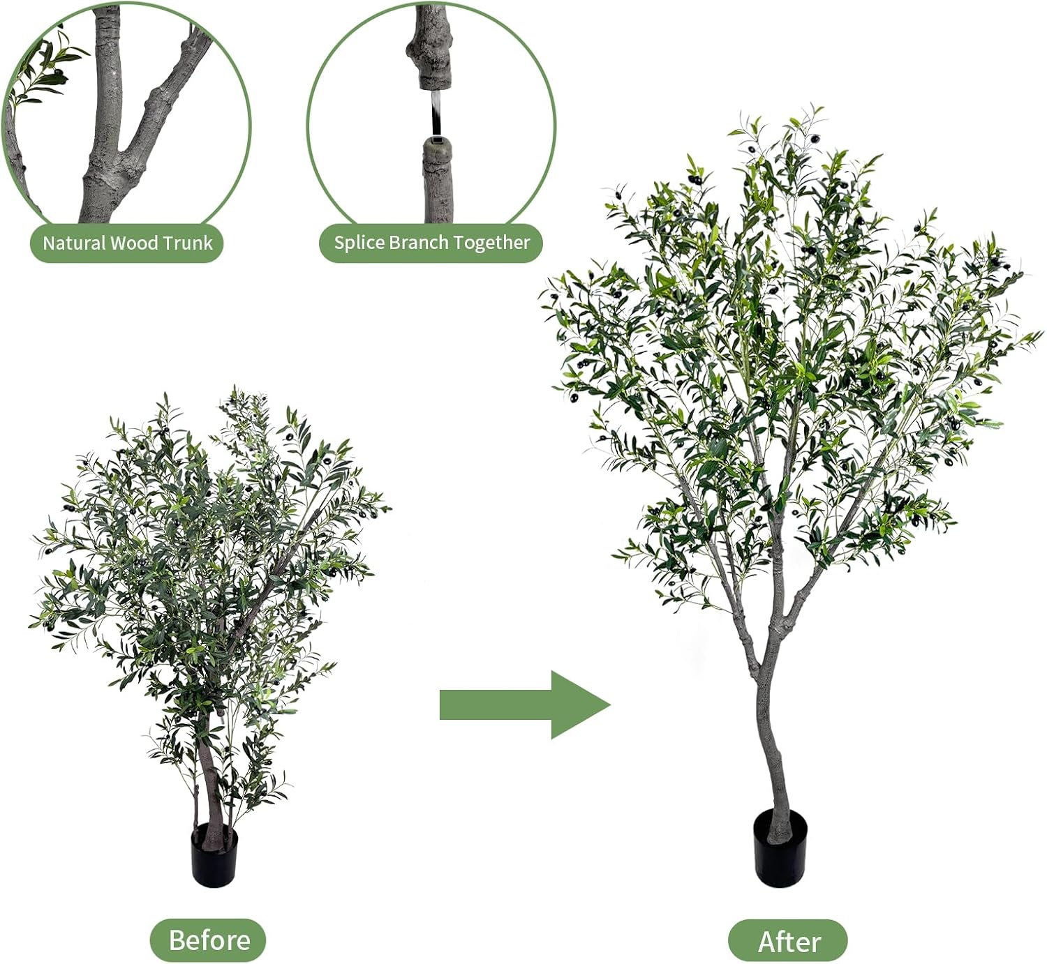 Faux Olive Tree, 8 Feet Realistic Faux Olive Tree Trunks & Leaf Fruits for Home Décor Accents, Perfect for Living Room & Office - Olive Trees Artificial Indoor