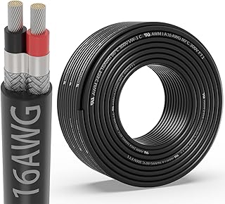 16 Gauge 2 Conductor Shielded Wire 25FT, UL2464 16 AWG 2 Shielded Cable Tinned Copper Stranded 16/2 CNC Wires for CNC VFD Spindle, Stepper Motor, 3D Printer, Sound, Speaker, Signal Transmission