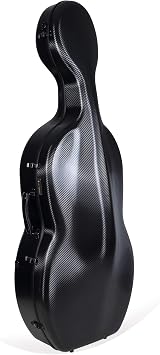 Crossrock Carbon Fiber Cello Case 4/4 Size with Wheels | Black Finish, Velvet Interior, Lock Pressure-Resistant Composite Hard Shell- CRF4000CEFBK