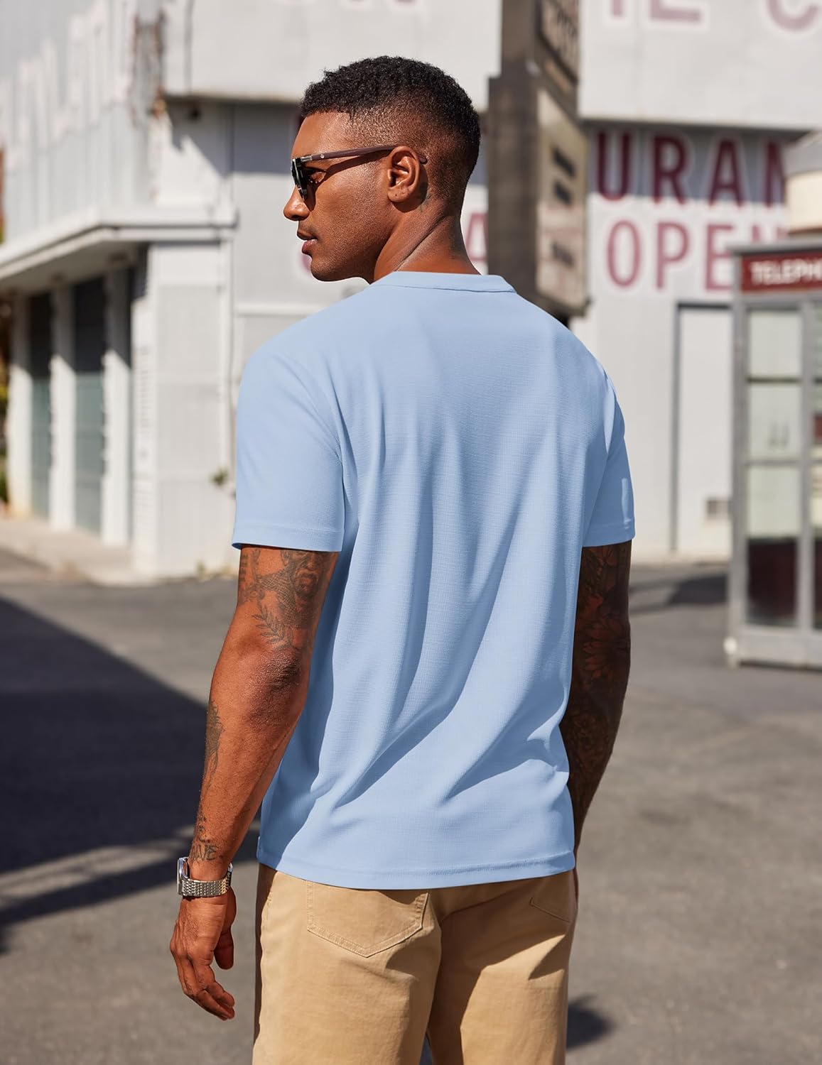 COOFANDY Men's Henley Shirts Short Sleeve Texture Casual Button Henley Summer Classic Basic Tee Shirts - Image 4