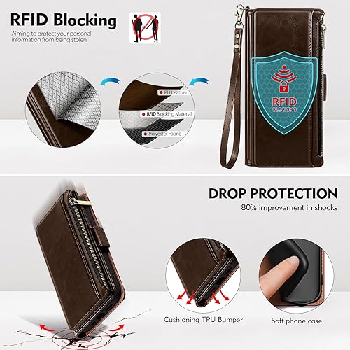 Miniatura 5 de Antsturdy Funda compatible con Samsung Galaxy A13 5G con tarjetero para mujeres y hombres, bloqueo RFID, piel sintética, a prueba de golpes, correa