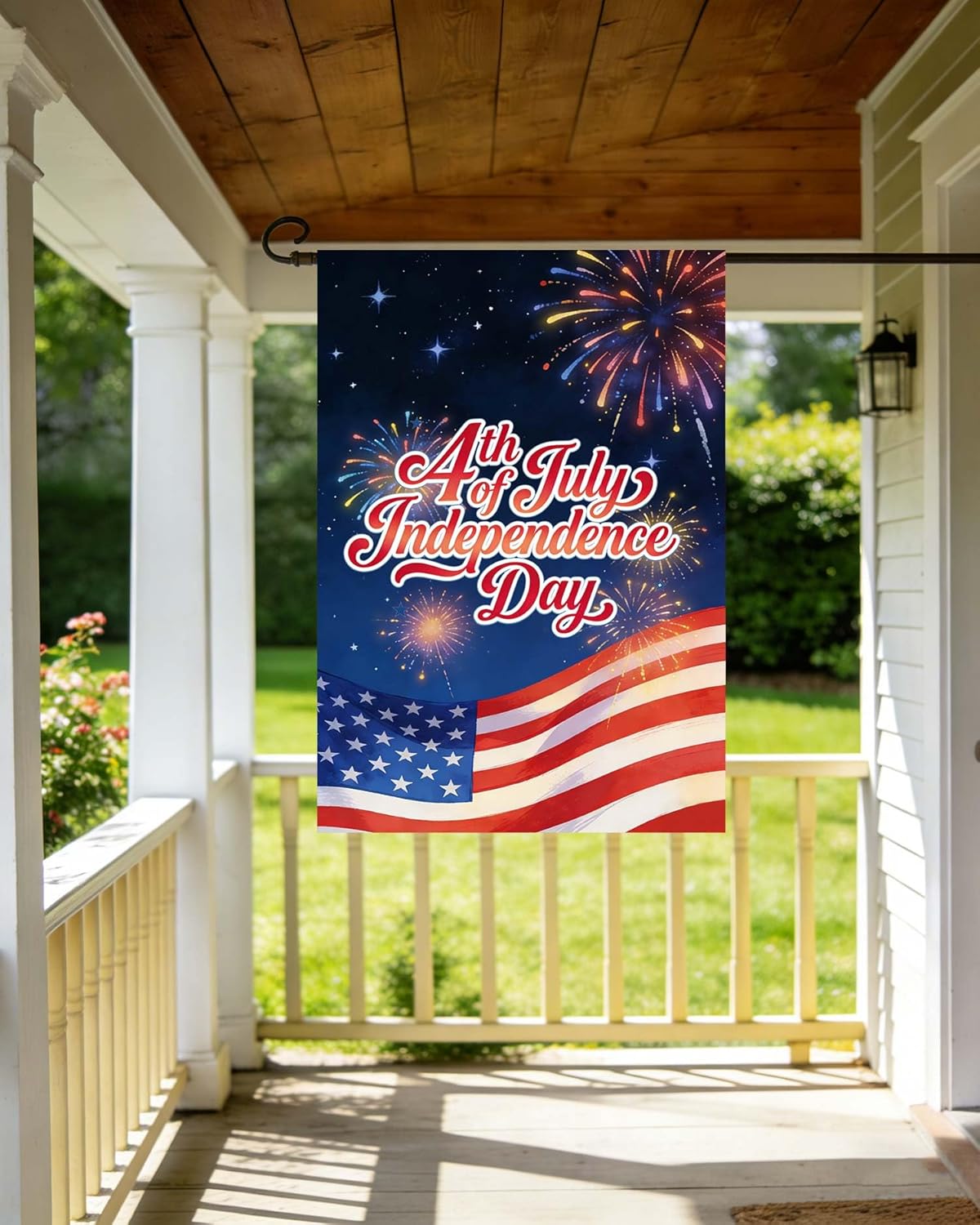 Celebrate USA American 4th of July Flag Independence Day Fireworks House Flag 28" x 40" Double Sided Polyester Welcome Yard Garden Flag Banners for Patio Lawn Home Outdoor Decor
