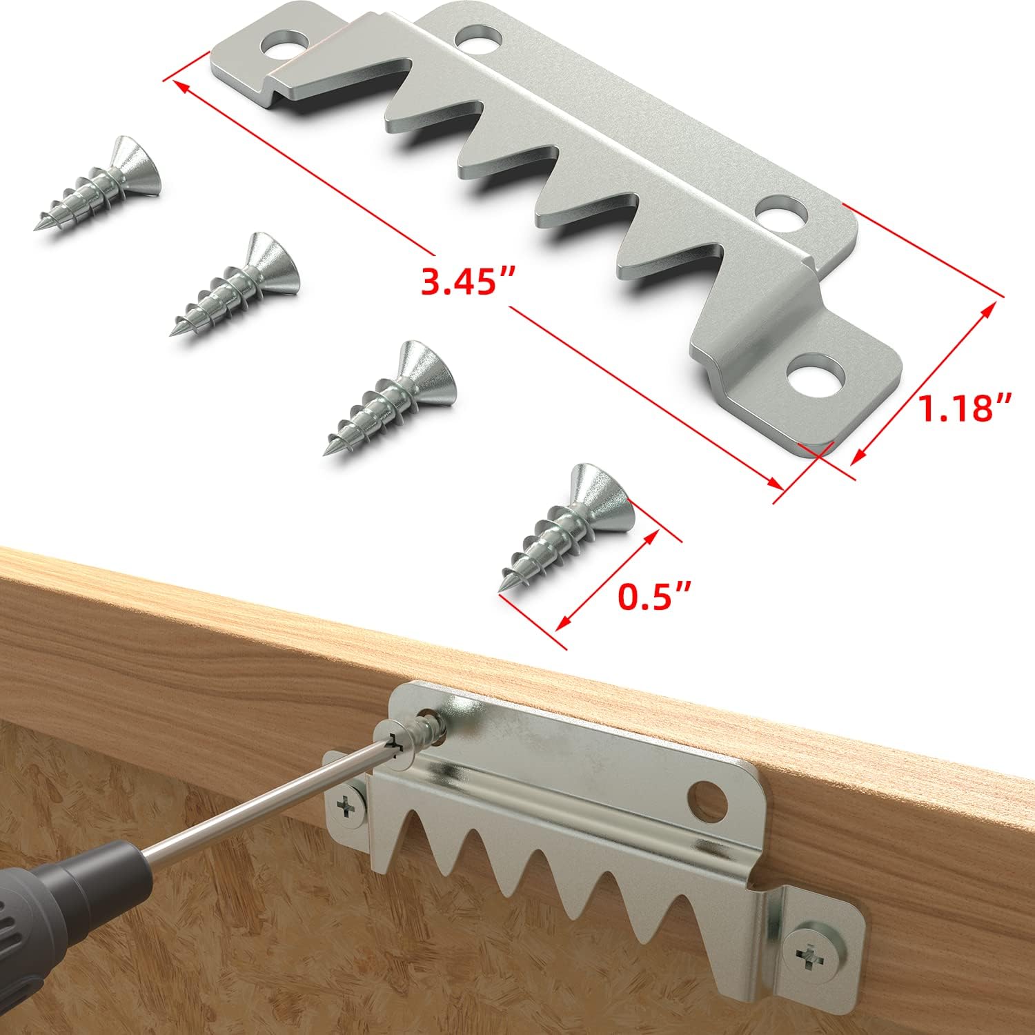 12 Pack Super Heavy Duty Sawtooth Picture Hangers,Sawtooth Hangers with Screws,Large Sawtooth Hangers,Pallet Hanger Supports 300 lbs