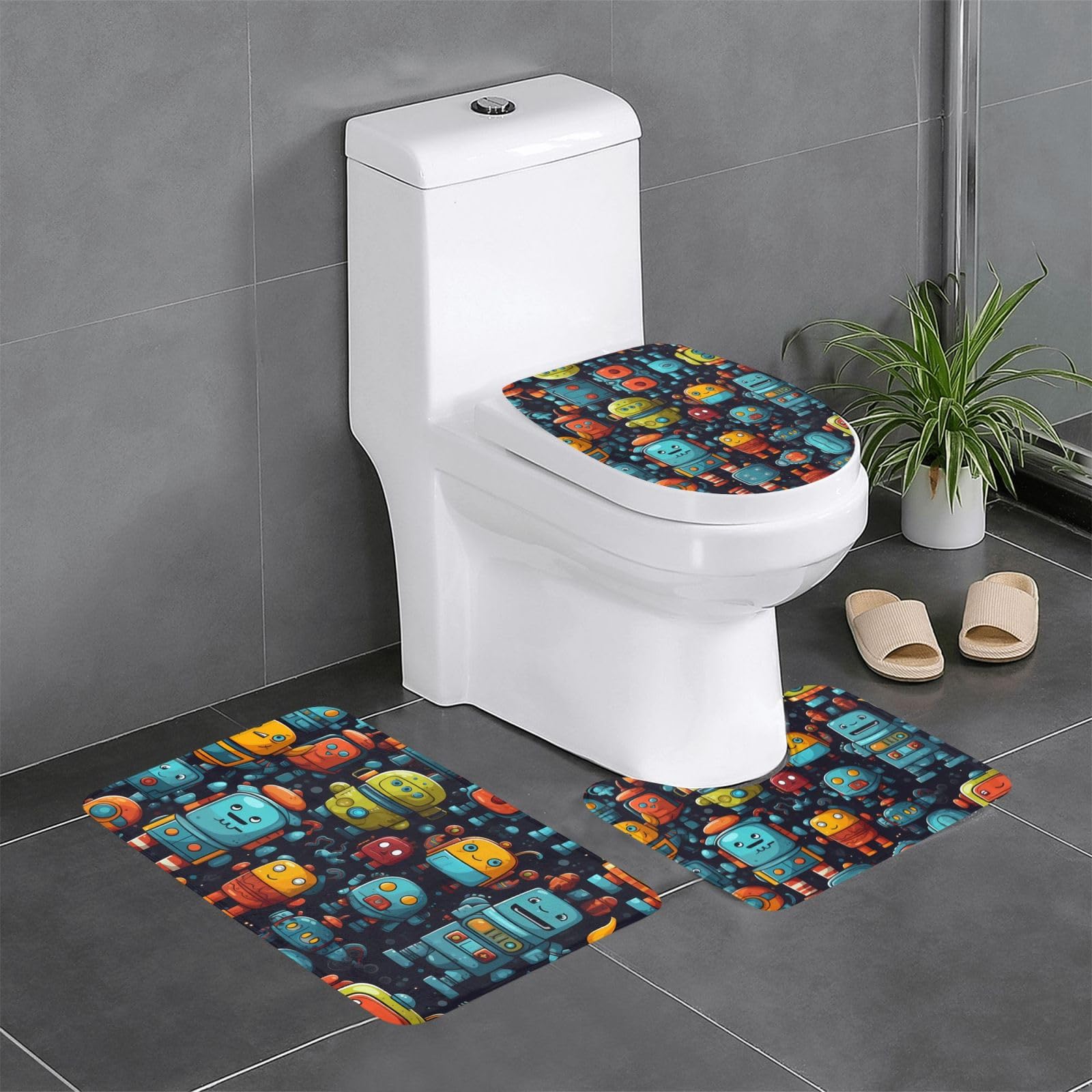 Tapis de salle de bain robots pour une décoration matinale joyeuse