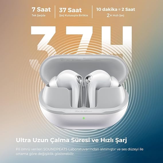 SoundPEATS Air5 Pro Hi-Res LDAC ANC TWS Kablosuz Bluetooth 5.4 Kulaklık Beyaz