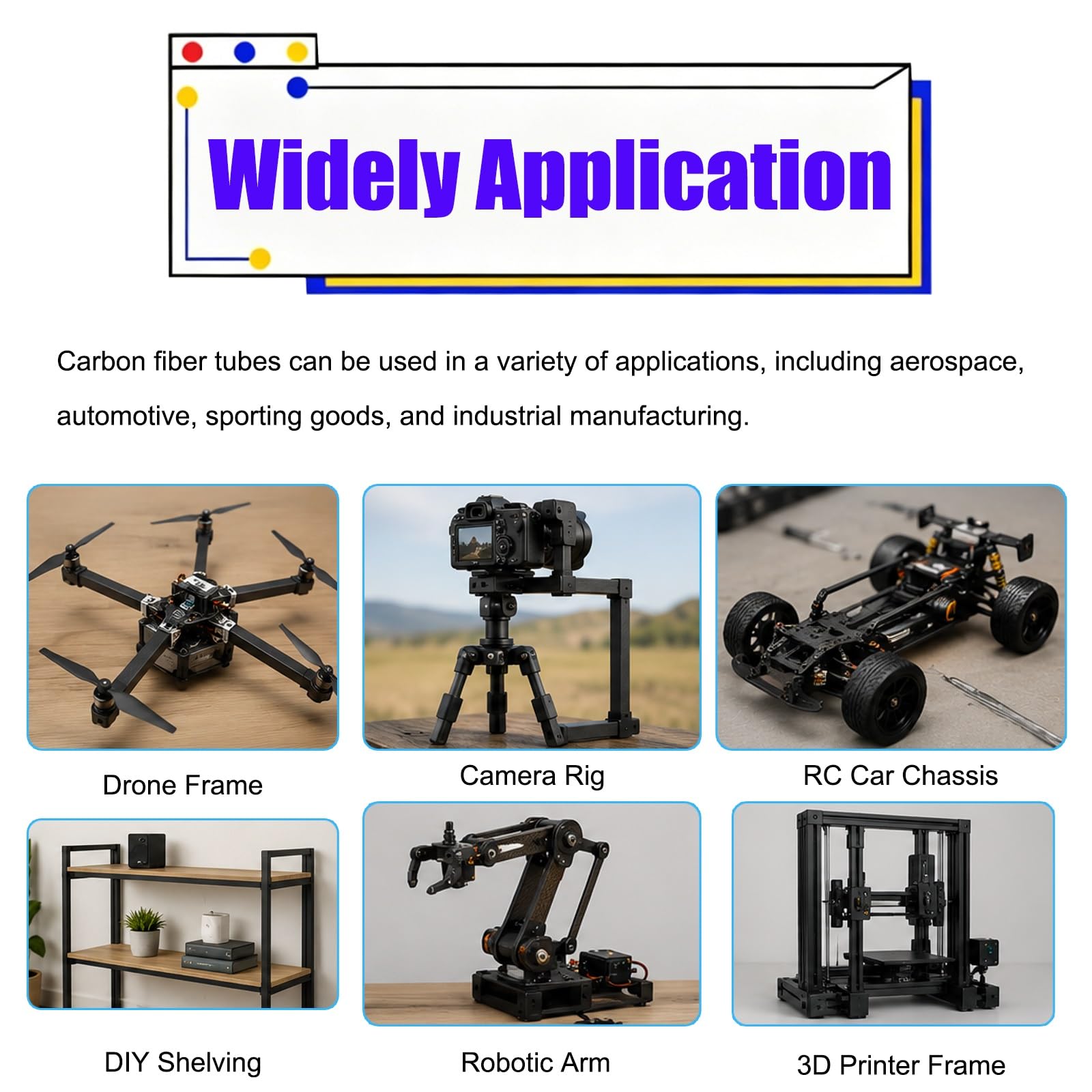 Rura Z WłóKna WęGlowego Węże Z Włókna Węglowego 1000 1200 1500 mm, Lekka Kompozytowa Rura Kwadratowa Do Naprawy Quadcoptera/Samolotu RC/Drukarki 3D