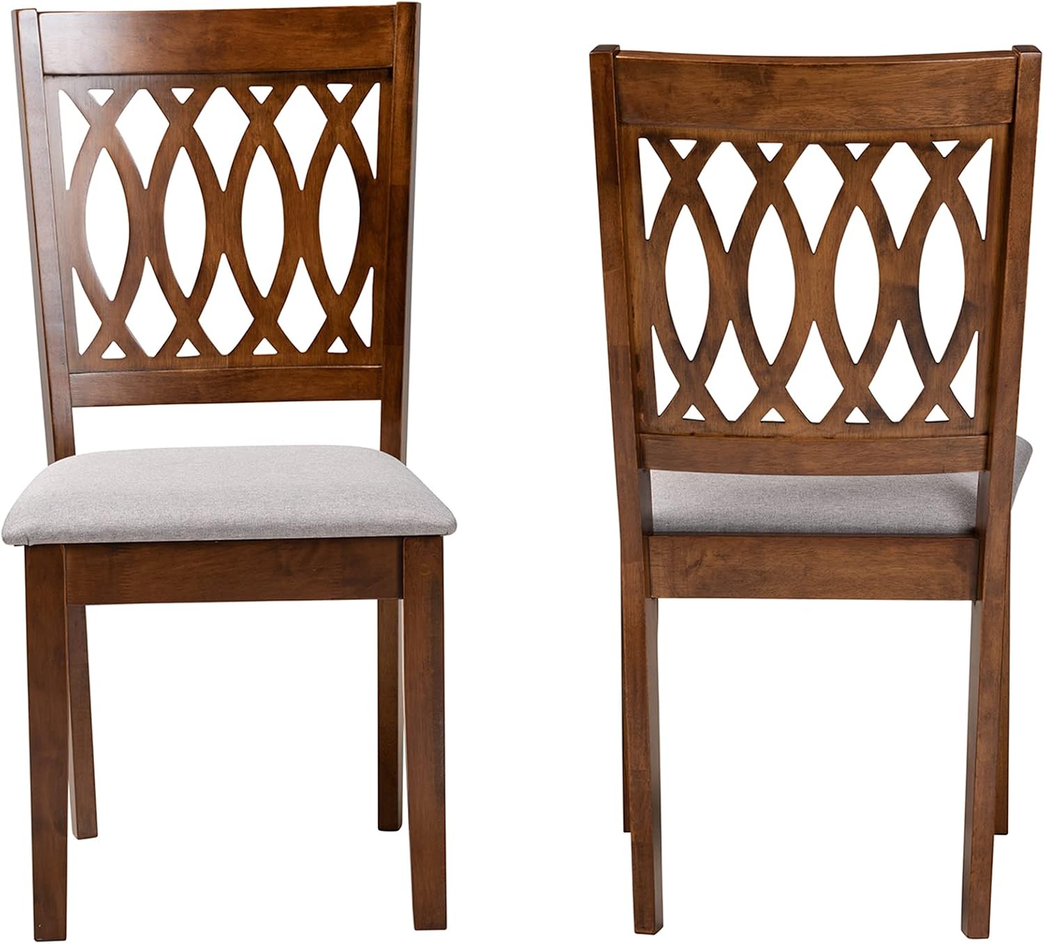 Baxton Studio Florencia Modern Grey Fabric and Walnut Brown Finished Wood 2-Piece Dining Chair Set