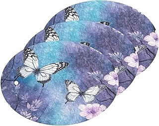 Jihqo 3PCS Scrub Sponges Butterfly Flowers Purple Pop-up Dish Sponge for Cleaning Kitchen Bathroom Household Non-Scratch Scrubber
