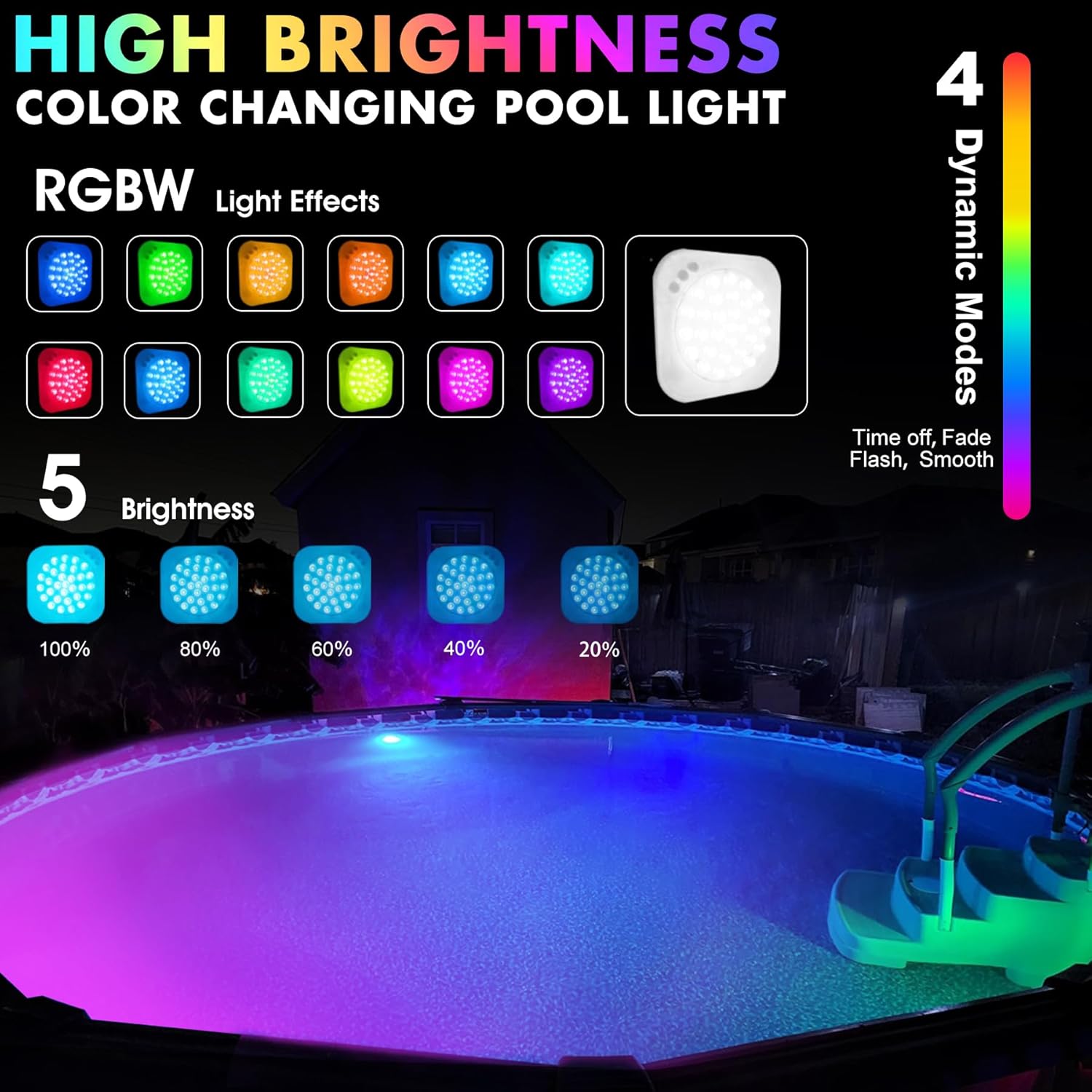Rechargeable Pool Lights, 2025 Upgraded Underwater Submersible Swimming Led Pool Light Remote Control Waterproof Magnetic Pools Lights Inground Ground