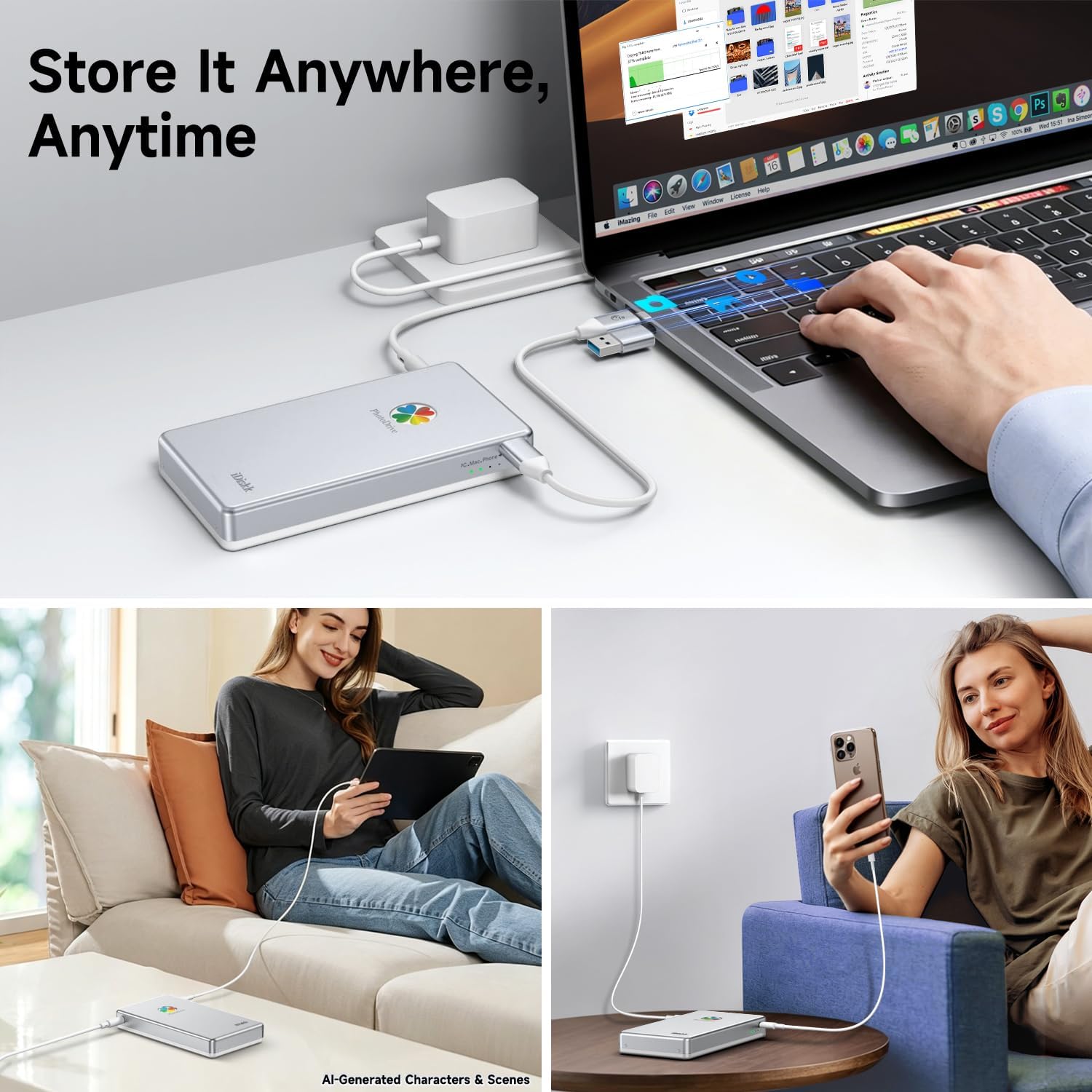 iDiskk 500GB External Hard Drive USB Photo Memory Stick for Phone Mac PC
