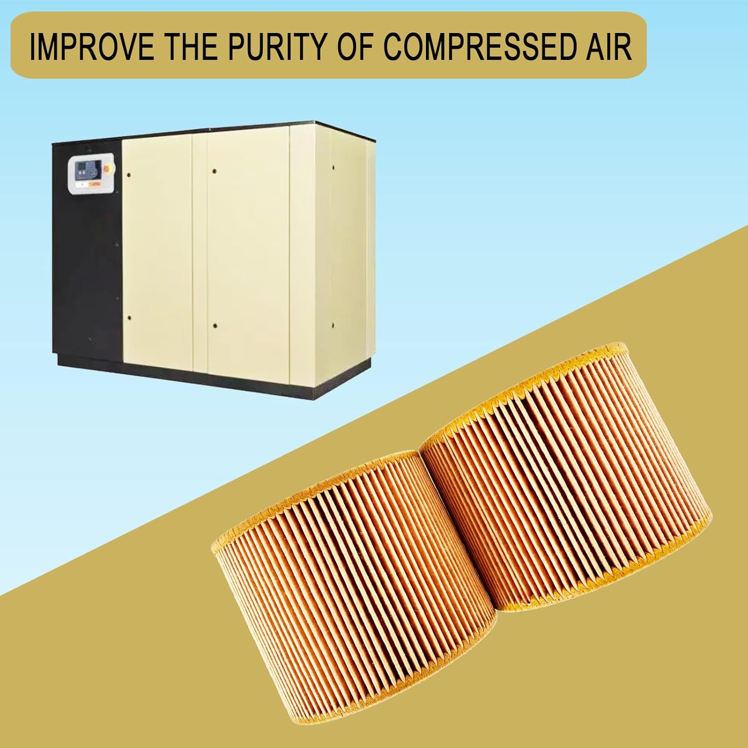 2 Pcs 88171913 Air Filter Element Compatible with Ingersoll Rand Air Compressor Replacement Part, High-Efficiency Filtration Cartridge 6211473900 1613900100 13294374 C1140 6211-4739-00 1613-9001-00