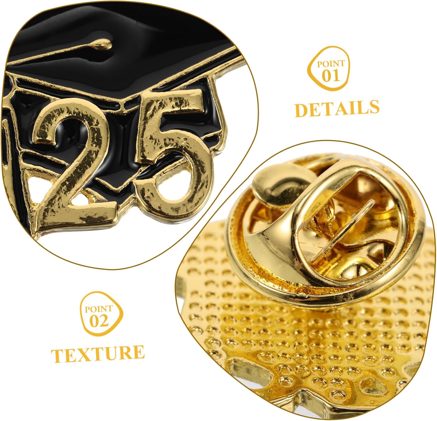 2pcs Graduation Cap Brooch Metal Lapel Pins for Class of Decorative Graduation Accessories for High School and College Graduates
