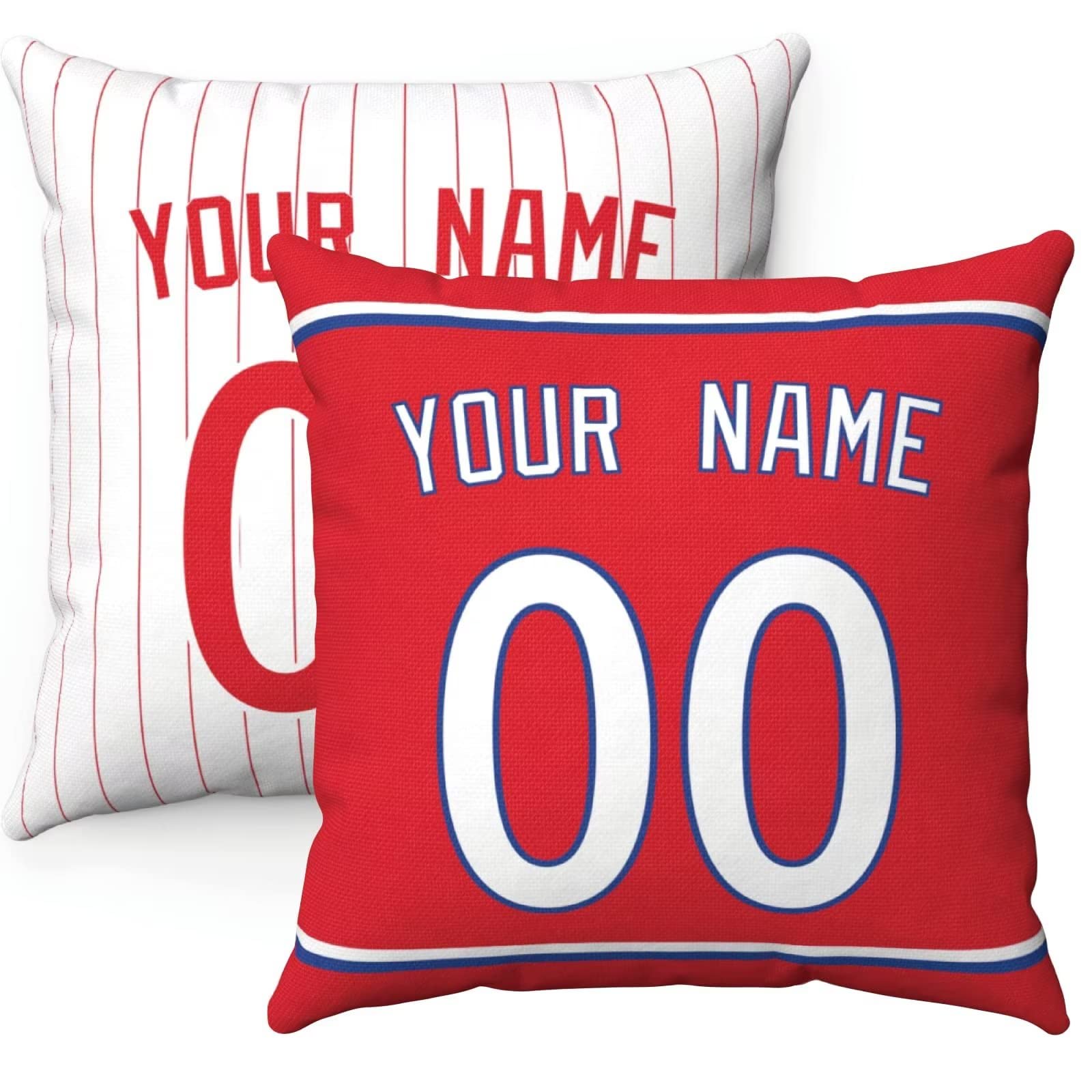 Slaccvd City Custom Throw Baseball Pillow Cases(2Packs) Personalized Design Any Name and Number 18