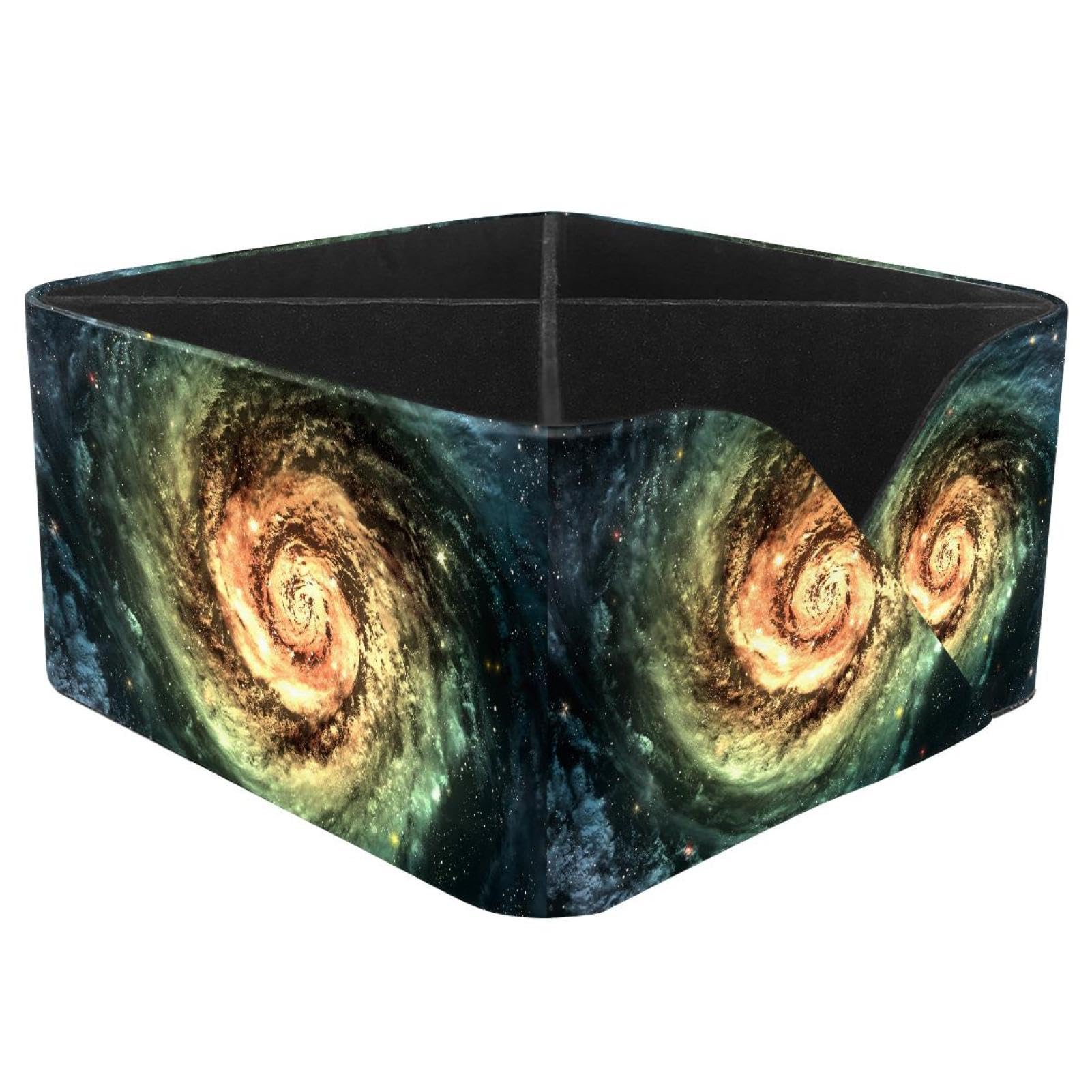 KengjuTesu Spiral Galaxy Space Desktop Organizer Pen Holder, Rectangular Pencil Cup for Office, Study and Makeup Stations