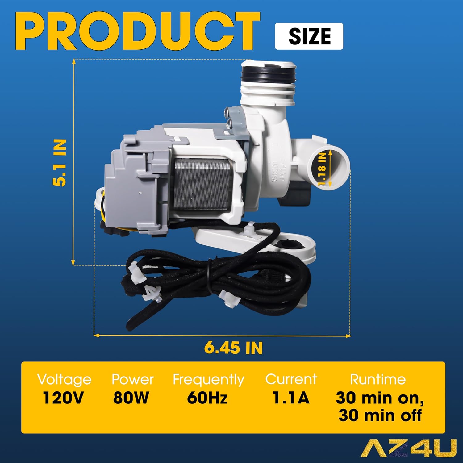 AZ4U Upgraded DC97-19289F DC97-19289H DC97-19289B PX3516-01 Drain Pump For Samsung Washer Drain Pump, DC97-17366A DC97-19289A Washer WA44 WA41 WA45 WA52 WA50 WA54 Series DC97-17349B DC97-17366J