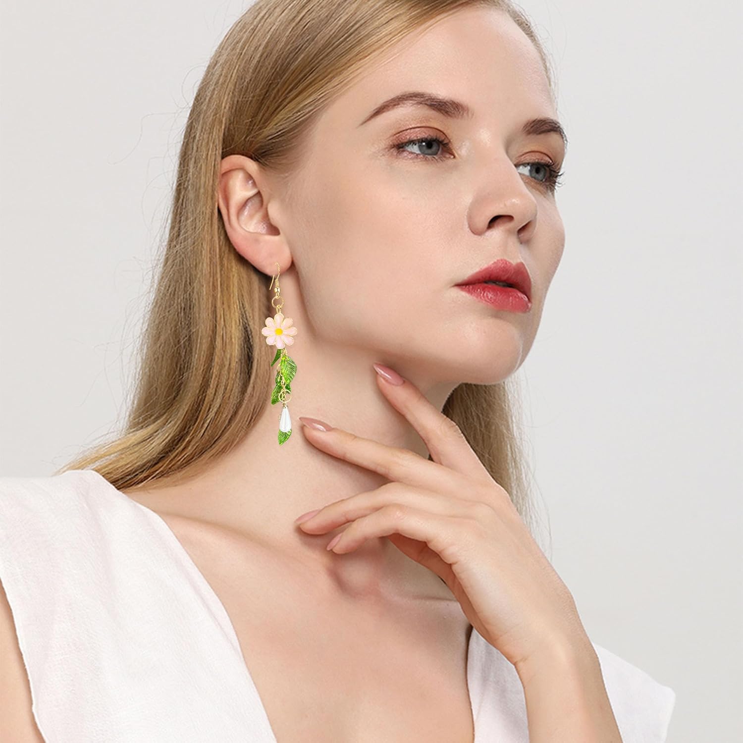 Flower Petal Long Drop Dangle Earring Bohemian Alloy Floral Tassel Statement Hanging Earring for Women Party Jewelry Gift - Image 4