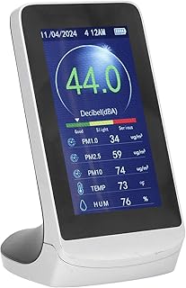 Cocoarm Medidor de Decibelios, Sensor Inteligente, Medidor de Ruido con Pantalla LCD Grande, Pantalla Multifuncional para Oficina en Casa con Función de Temperatura y Humedad
