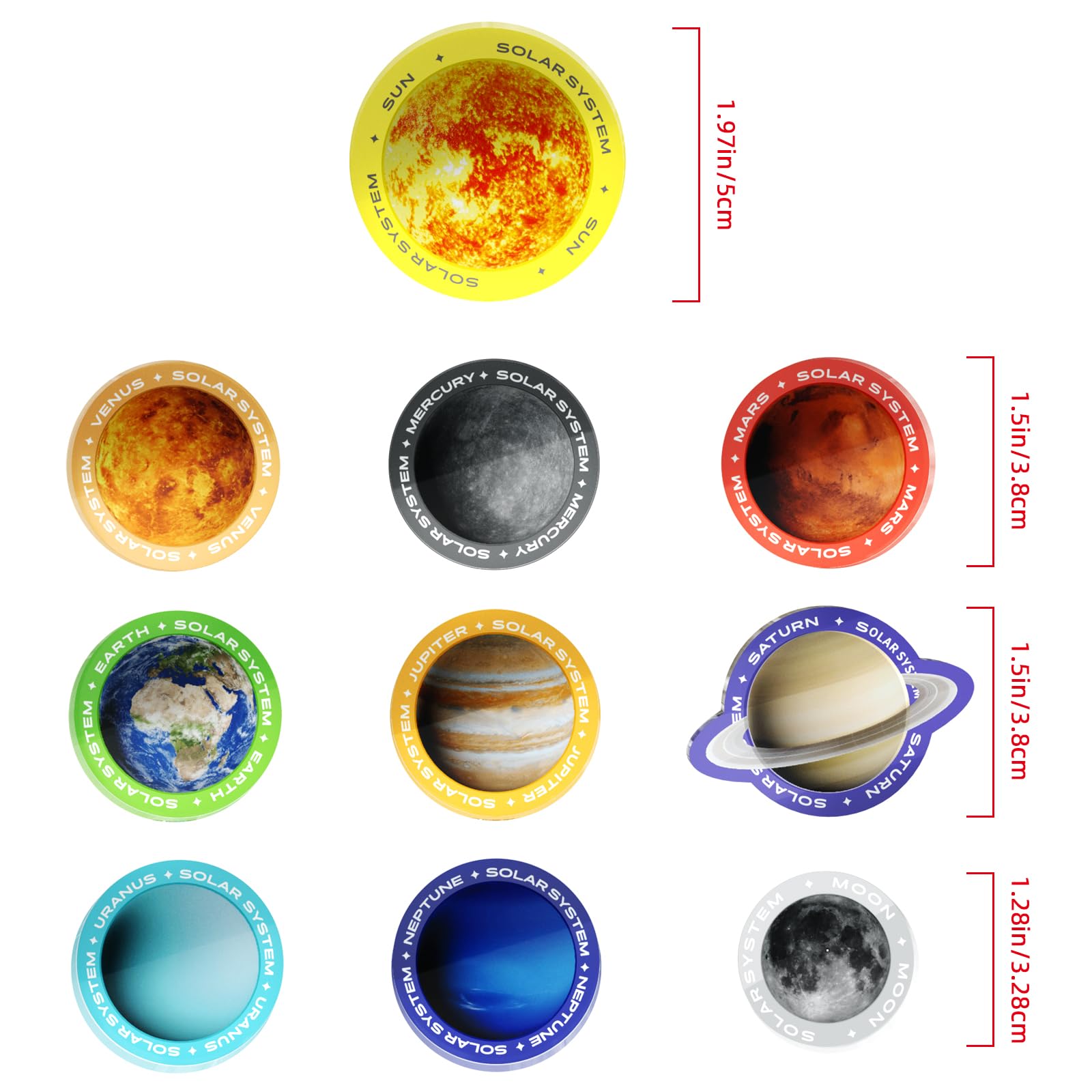 10 Planets Acrylic Fridge Magnet Set - Cute and Funny Magnets for Refrigerator, Whiteboard, Classroom, Office, Kitchen, Locker - Educational Magnets for Kids (Excluding Pluto) - Image 6