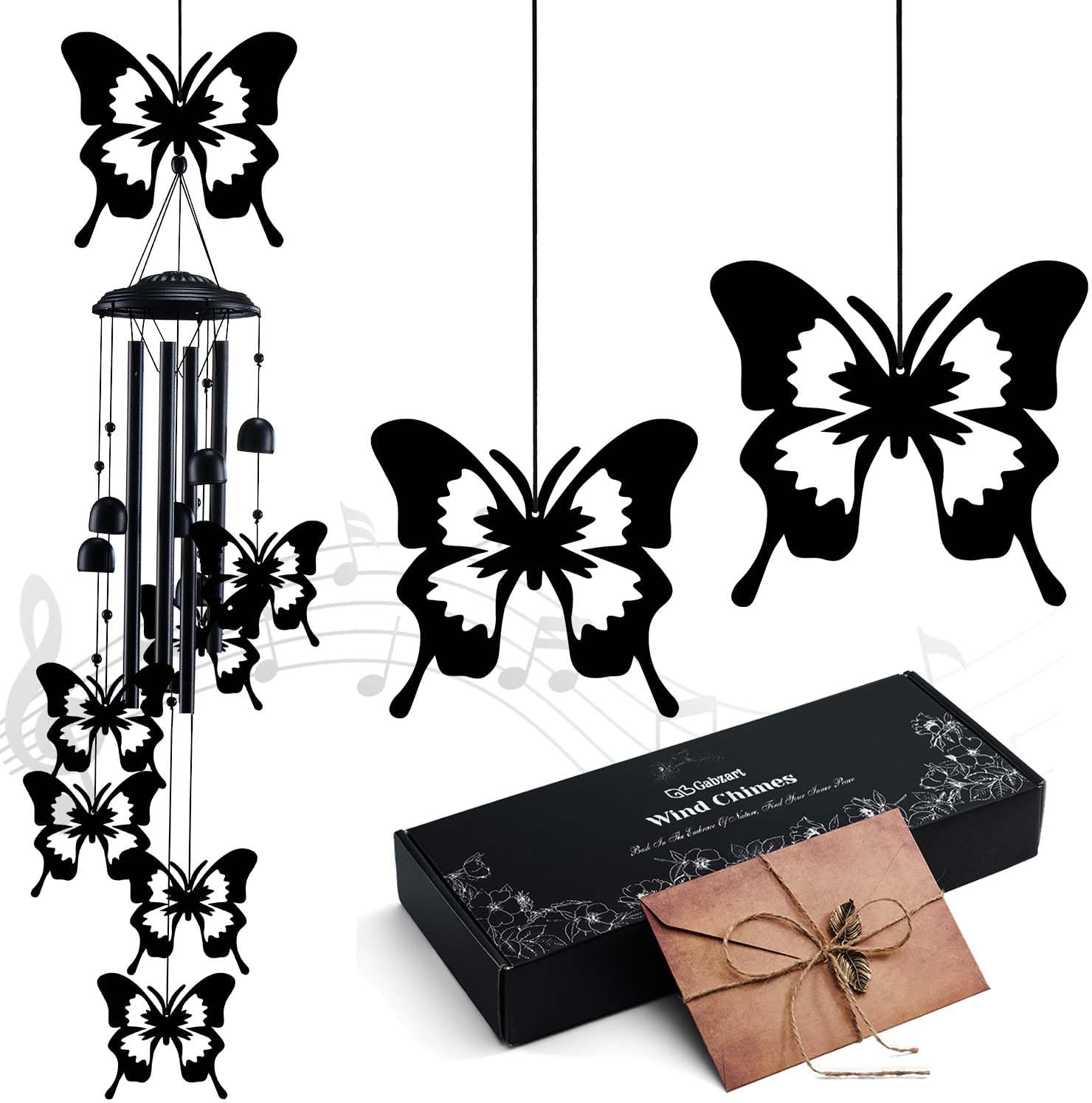 Butterfly Wind Chimes for Outside, Butterfly Gifts for Women Men Mom Grandma Birthday, 37" Windchimes Hanging Outdoors Garden Decor, Home Patio Garden Porch Yard Decorations