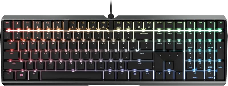 Cherry MX 3.0S Wired Mechanical Gaming Keyboard MX2A Silent RED Switches | Robust Aluminum Housing, RGB-Lighting, Full Key Rollover, Anti Ghosting, Black