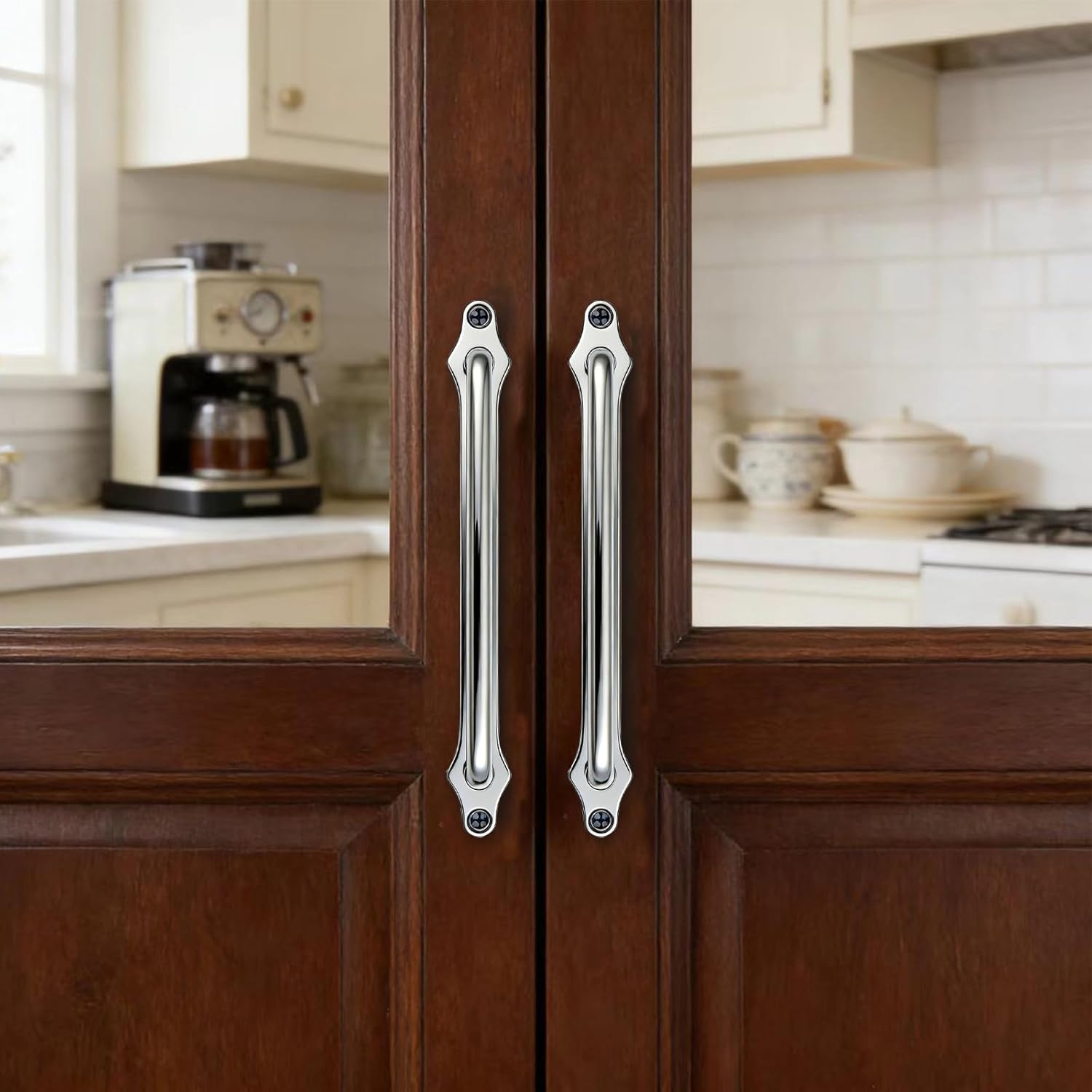 khtumeware 5 Pack 3 Inch Hole Center Polished Chrome Cabinet Pull with Backplate Solid Heavy Duty Handles with Backplate Cabinet Pulls for Drawer Kitchen Improvement Hardware