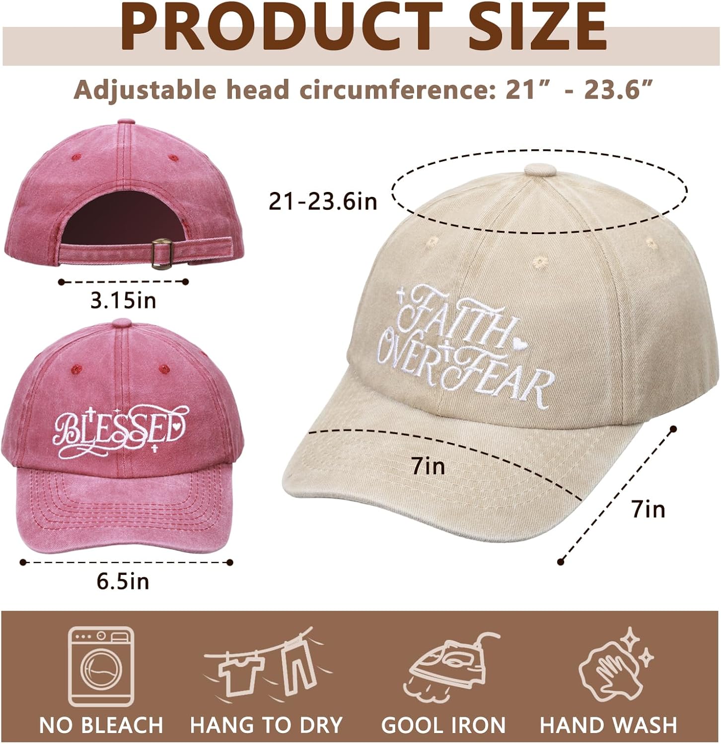 12 Pack Christian Hats for Men Women, Faith Religious Hats Adjustable Cotton Embroidered Jesus Faith Church Gifts