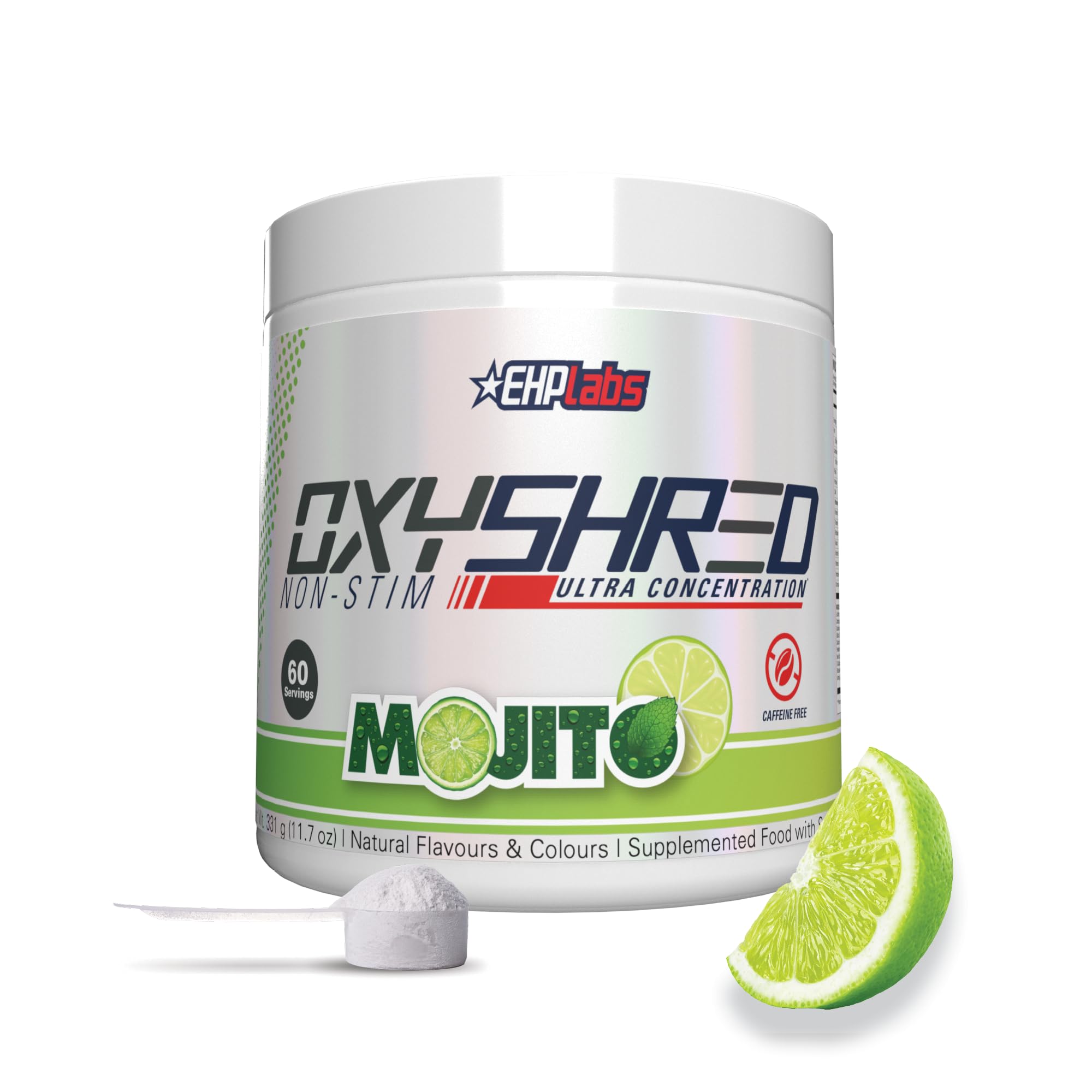 EHPlabs OxyShred Non Stimulant Thermogenic Pre Workout Powder & Shredding Supplement - Pre Workout Powder with L Glutamine & Acetyl L Carnitine, Energy Boost Drink - Mojito, 60 Servings