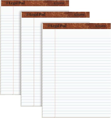 Tops Legal Pad, Legal Rule, 50 yaprak, 3'lü paket, beyaz 8.5 x 11.75