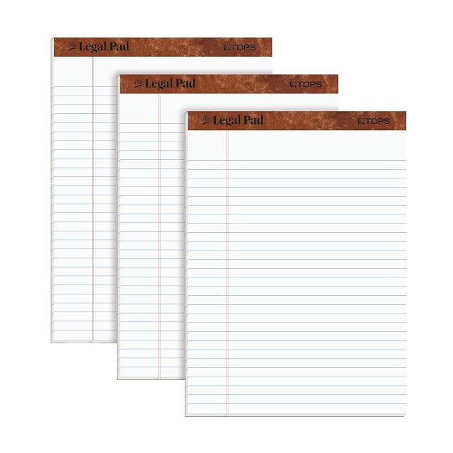 TOPS The Legal Pad 8-1 2 x 11-3 4 Inches Perforated White Legal Wide Rule 50 Sheets per
