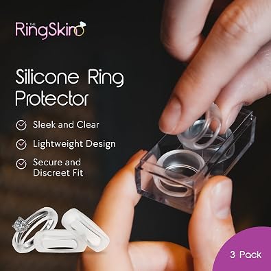 Silicone Ring Protector - Engagement and Wedding Ring Protector for gym for Sizes 4-8 - Pack of 3 (Oura Ring Fit May Vary)