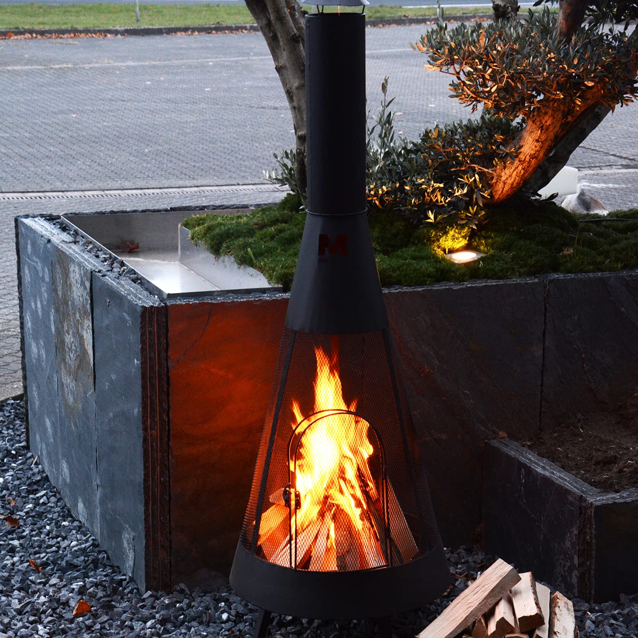 Ambiance - Metalen vuurschaal - rond - zwart - 60cm x 28cm hoog