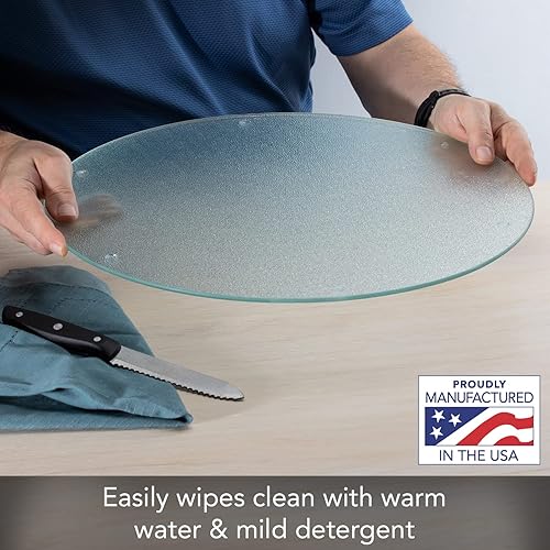 Miniatura 2 de CounterArt TransparentTextured - Tabla de cortar redonda de vidrio templado de 0.16 pulgadas, fabricada en los Estados Unidos, placa de preparación