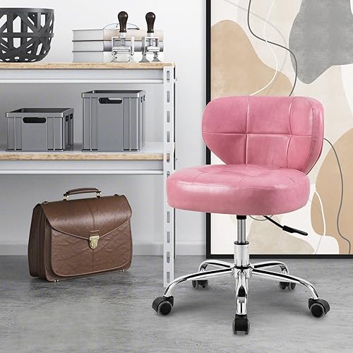 Miniatura 4 de Paddie Taburetes de pedicura para Nail Tech, juego de 2, taburete hidráulico de spa de salón de belleza, silla giratoria ajustable de altura corta,