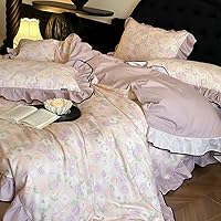 Vista 130 de 3 piezas de juego de funda de edredón tamaño individual XL, funda de edredón blanca con estampado floral azul, ropa de cama coquette de algodón