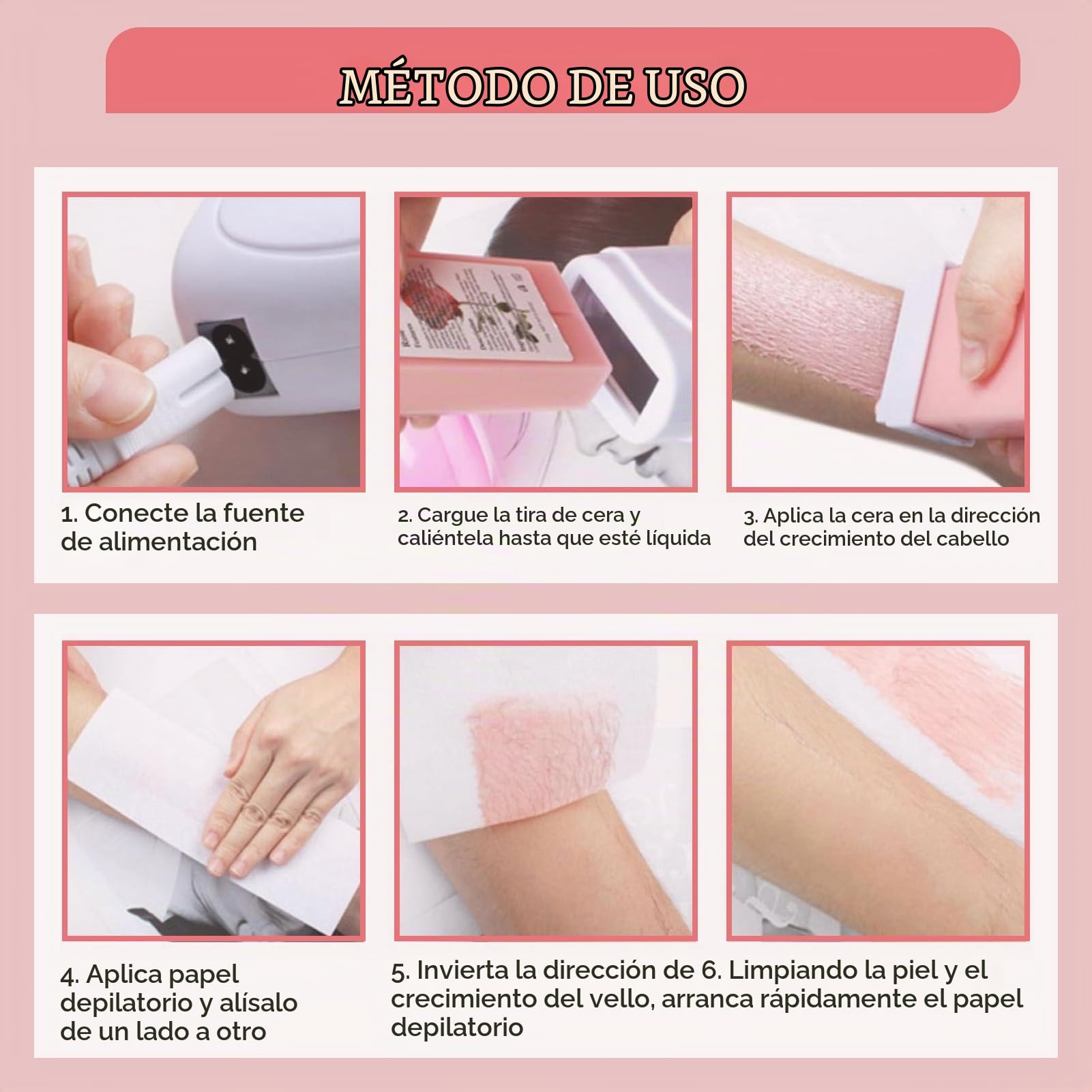 Roll-on Calentador de Cera Profesional, Calentador de Cera Depilatorio Doble, Máquina de Cera Depilatoria con Base de Calentador, para la Cara Axilas Piernas Bikini(Rosa)