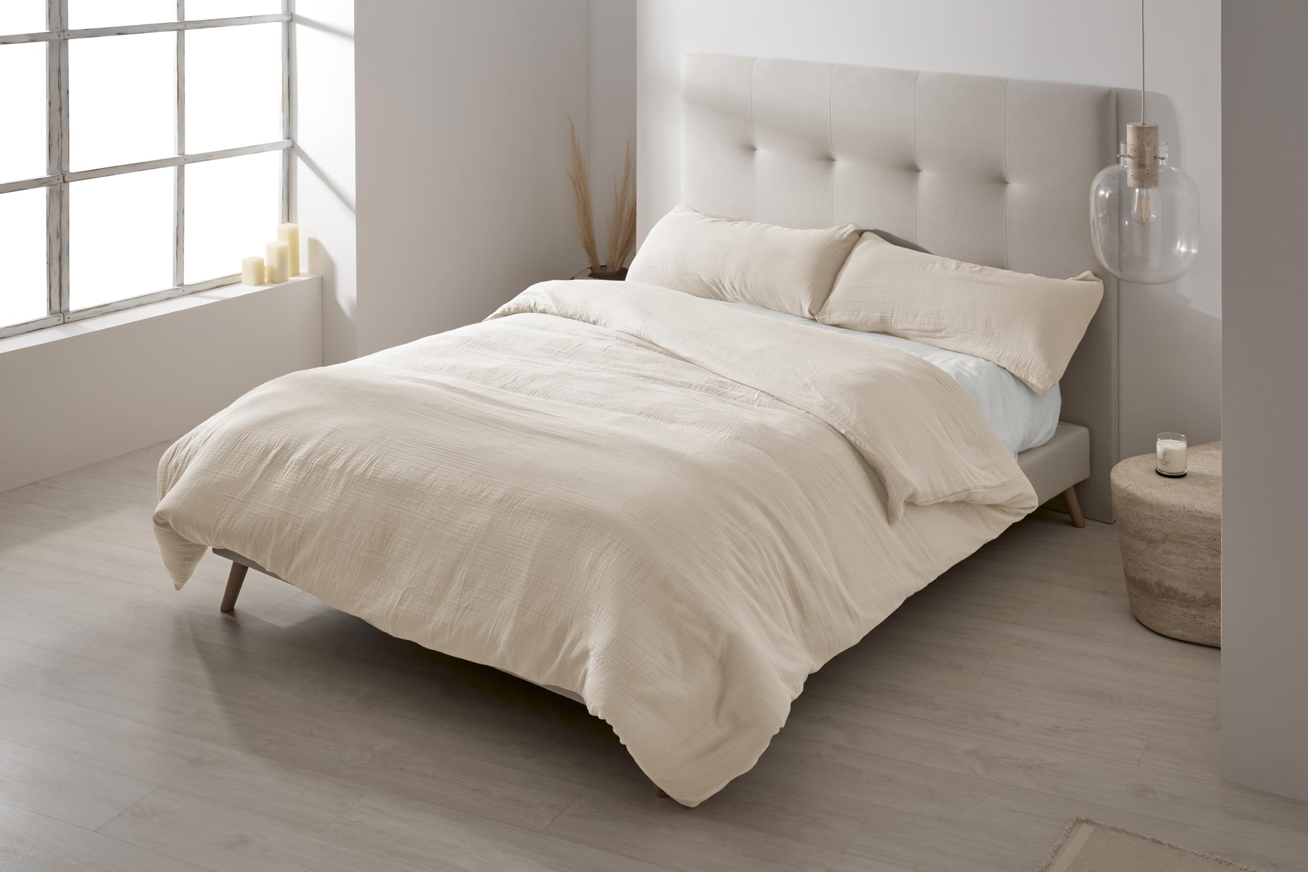 Dúo de Funda nórdica de algodón Brisa Natural - Cama de 135/140 cm - Cierre con Clips