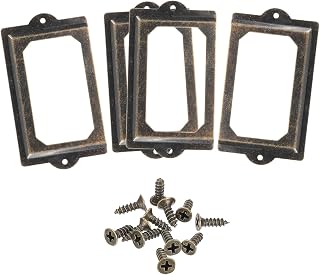 uxcell Metal Label Holders, 124x70mm 4pcs File Name Card Tag Label Holder Frame for Office Library Drawer Cabinet Shelves, Bronze Tone
