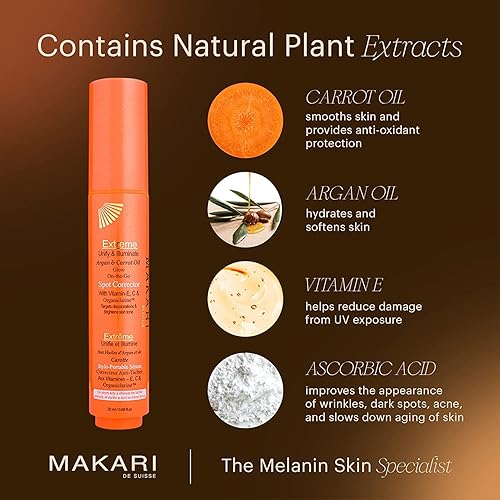 Miniatura 3 de Makari Bolígrafo corrector de manchas de aceite de argán y zanahoria extremo  Tratamiento iluminador específico para manchas oscuras e