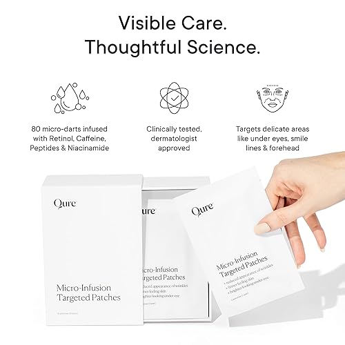 Miniatura 6 de Qure - Parches de microinfusión antiarrugas para líneas de sonrisa, líneas de ceño fruncido, bolsas debajo de los ojos, hinchazón, patas de gallo -
