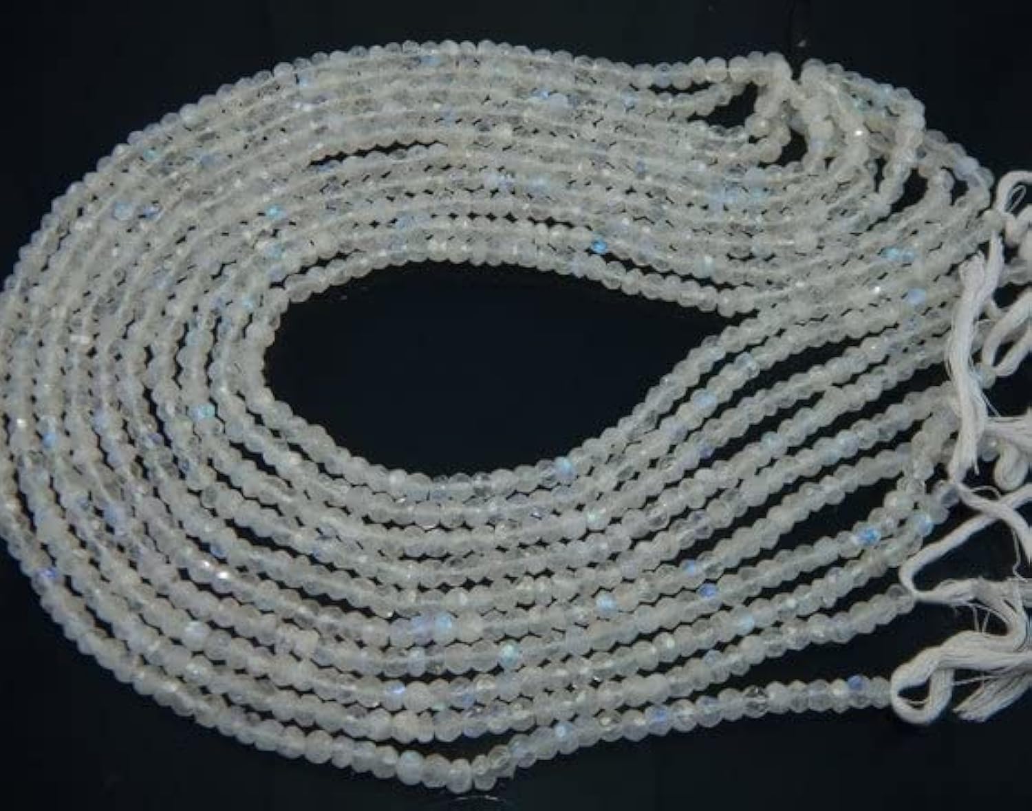 Pierre de lune arc-en-ciel perles blanches rondelles facettées 5mm LKBEADS