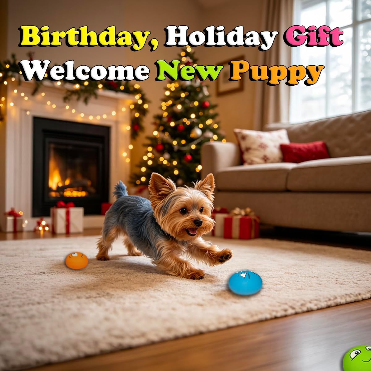 Latex Squeaky Dog Toys for Small Dogs, Mini Breeds, 2.2" Flat Ball | 2.2"*2.2"*1.3" Burger Shape, Soft Rubber Puppy Squeaky Dog Balls Flat, Interactive Fetch Toy Float for Indoor & Outdoor Play