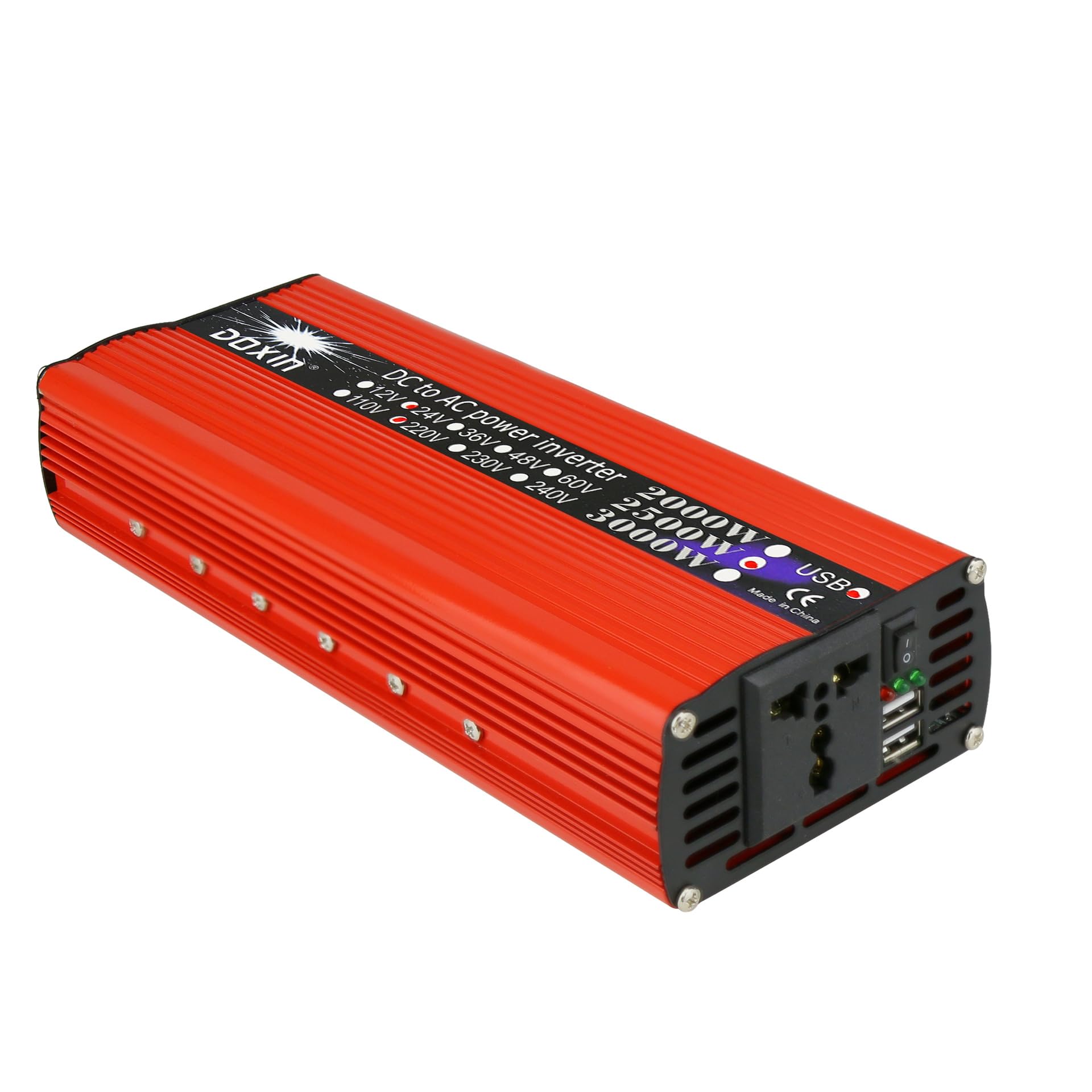 Inverter Onda Sinusoidale 3000W 12V 220V con Uscita USB Power Inverter Convertitore Alta Potenza da Auto, Camper, Barca – Protezione Sovraccarico, Alta/Bassa Tensione e Cortocircuito presa universale