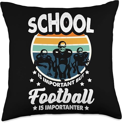 Family Funny Qb Player Game Day Team School is Important but Football is Importanter Throw Pillow, 18x18, Multicolor