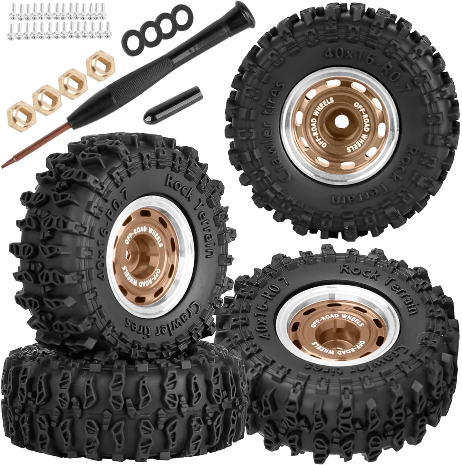 for 1/32 1/30 Axia 1 SCX30 Red cat Ascent-32,Aluminum 0.7 Beadlock Wheel Tires Hub Rim 4PCS 0.7” Beadlock Heavy Duty Rim RC Wheel RC Tires,Black