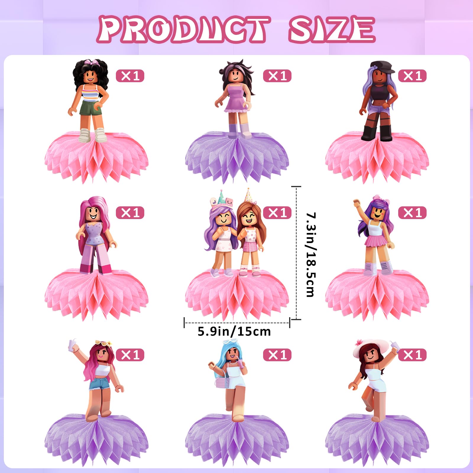 9pcs Game Party Honeycomb Centerpieces for Kids Teens Girls Boys, Nine Original Designs Birthday Decorations Party Supplies Table Toppers Extra Thick, Kauai Sun™