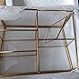 Levilan Makeup Organizer Antique Countertop Cosmetic Storage Box Glass Beauty Display, Gold Spin Large Capacity Holder for Brushes Lipsticks Skincare Toner