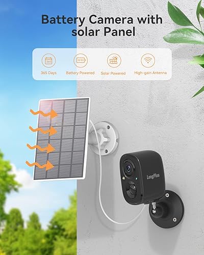 Miniatura 2 de LongPlus Cámaras de seguridad inalámbricas para exteriores, cámara de seguridad solar para el hogar, visión nocturna a color 1080P, cámara